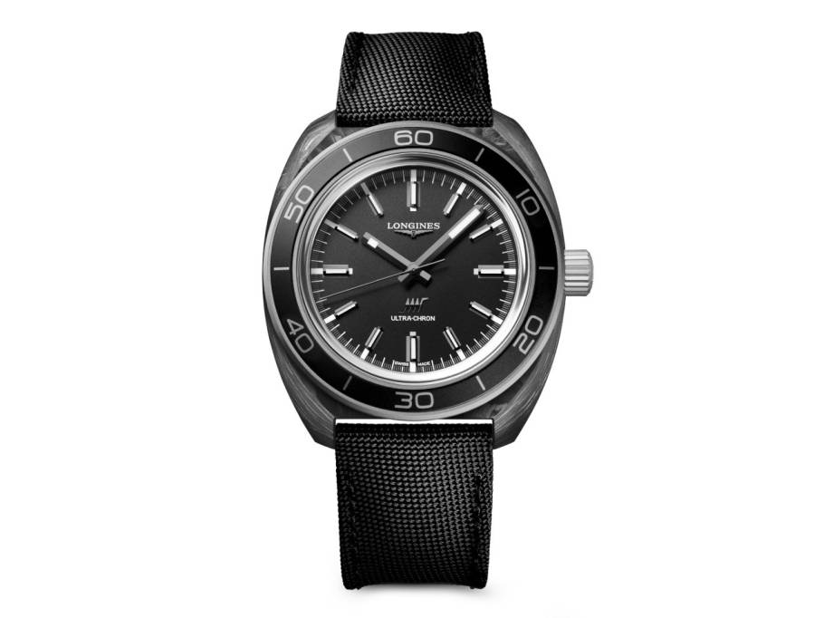 Ultra-Chron Carbon Automatik Titan 43mm schwarzes Zifferblatt schwarzes Synthetikband