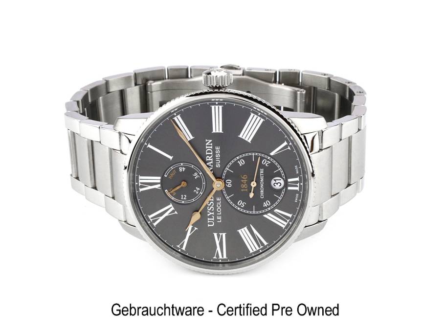 Ulysse Nardin Marine Torpilleur Automatik Edelstahl 42mm graues Zifferblatt Metallband 1183-310-7M/42-BQ Full Set Occasion Neu
