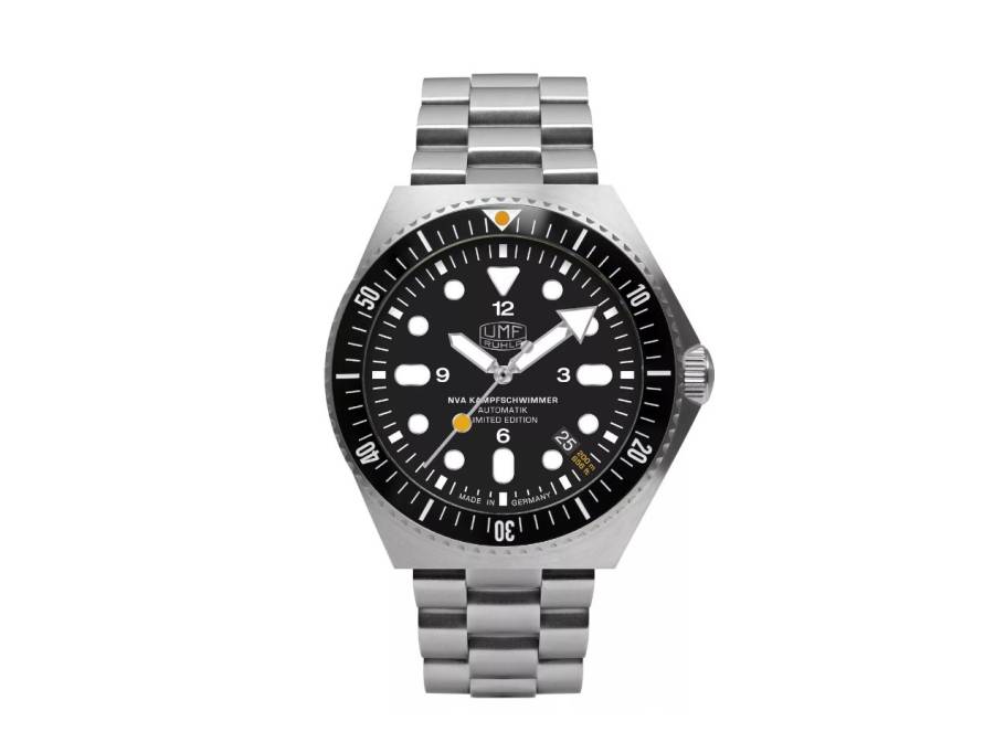 Kampfschwimmer Automatik Edelstahl 42mm schwarzes Zifferblatt Metallband limitiert