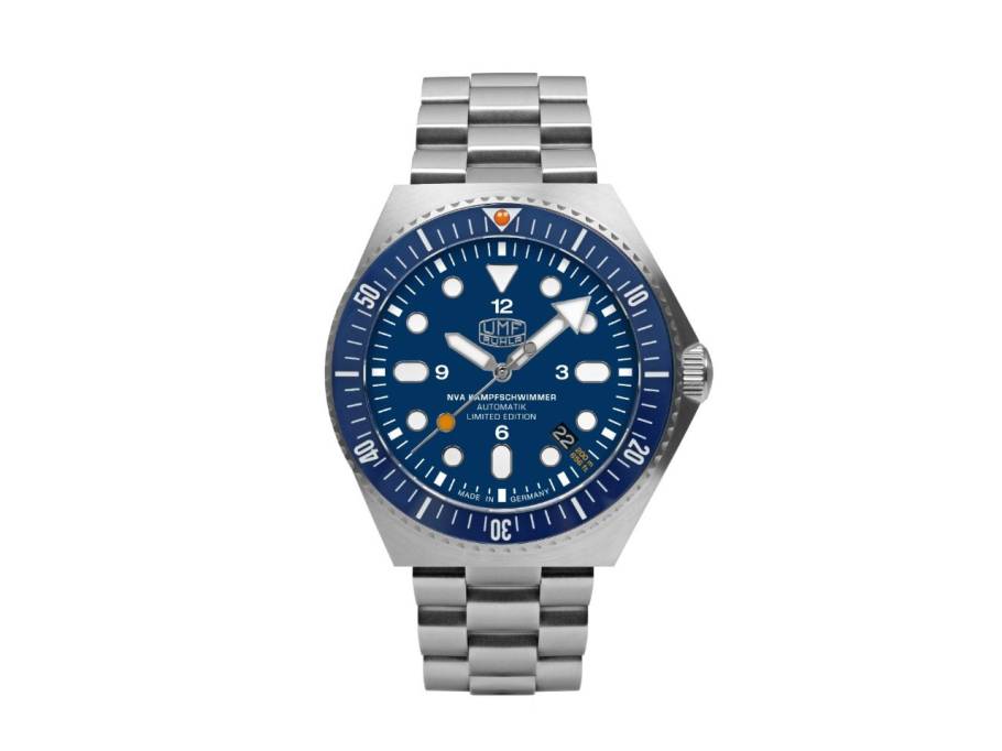 Kampfschwimmer Automatik Edelstahl 42mm blaues Zifferblatt Metallband limitiert