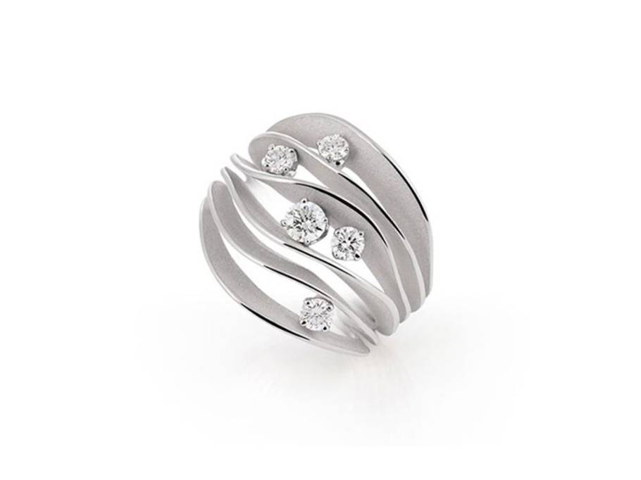 Dune Precious Ring White Ice Gold 6reihig mit Brillanten 0,550ct