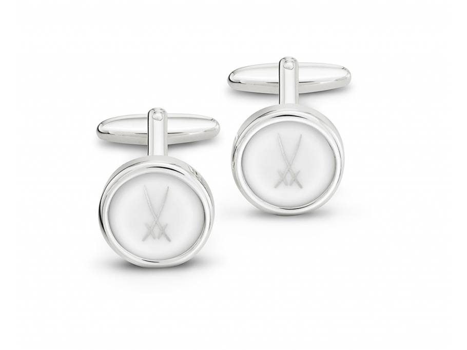 Manschettenknöpfe "Schwerter Platin" Silber weiß