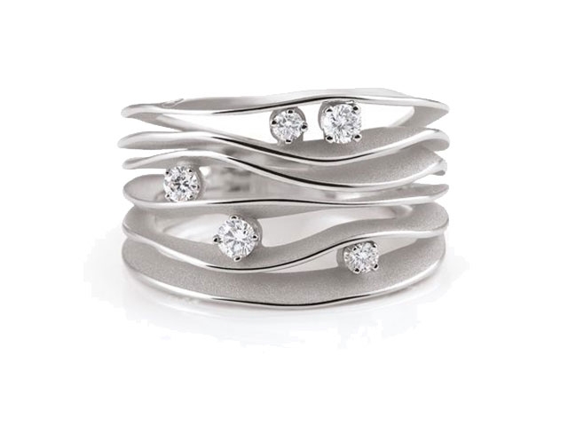 Dune Ring White Ice Gold 6reihig mit Brillanten 0,280ct