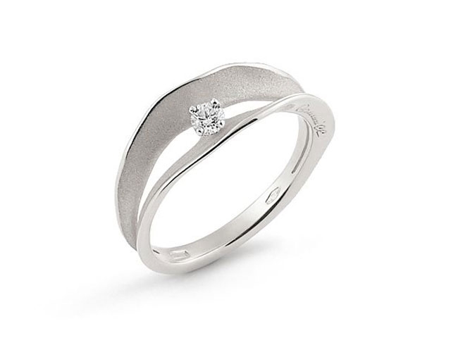 Dunes Assolo Ring White Ice Gold 2reihig mit Brillanten 0,100ct