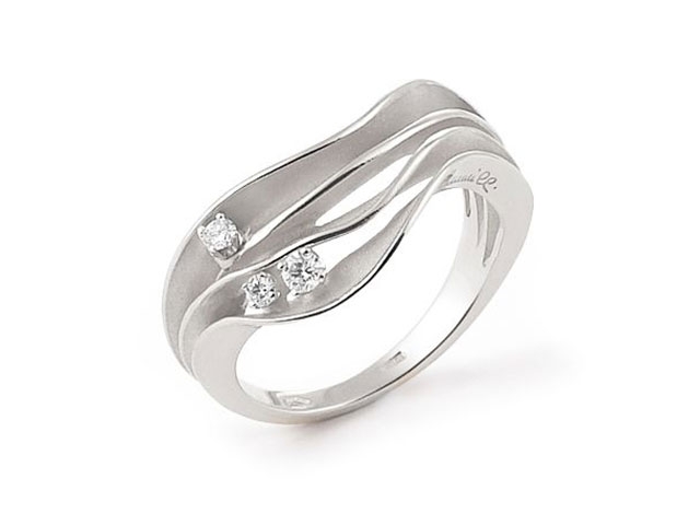 Dune Ring White Ice Gold 4reihig mit Brillanten 0,120ct