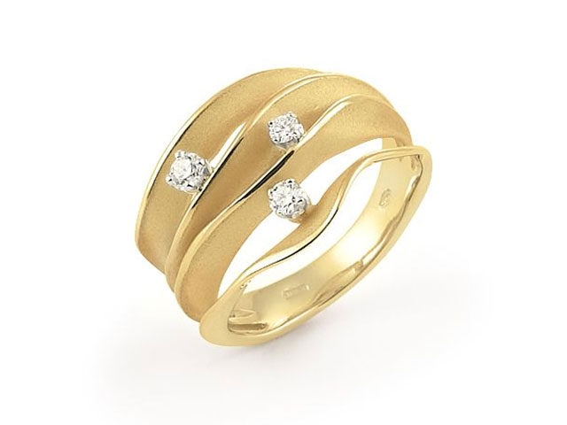 Dunes Ring Yellow Sunrise Gold 4reihig mit Brillanten 0,180ct