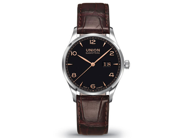Union Glashütte Noramis Großdatum Herrenuhr schwarz roségold kaufen 