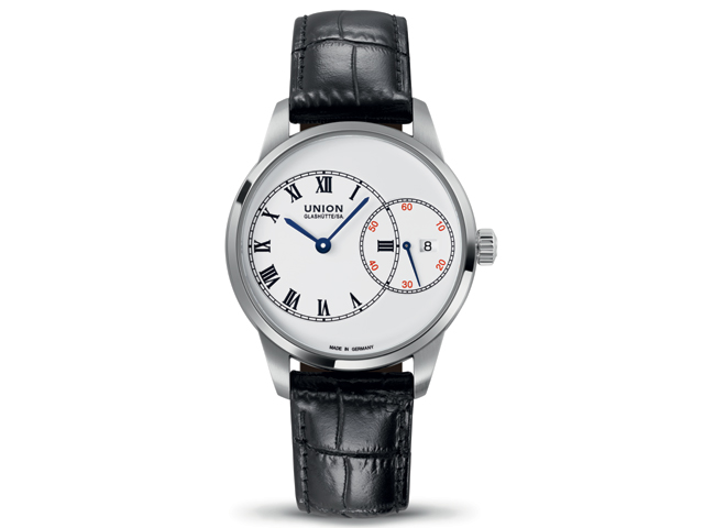 1893 Große Sekunde Automatik Edelstahl 41mm weißes Zifferblatt schwarzes Lederband