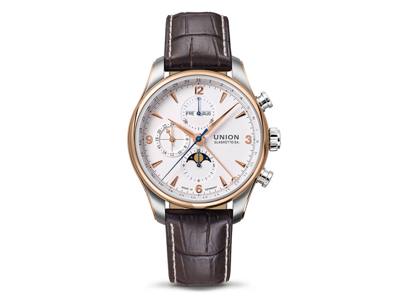 Union Glashütte Belisar Chronograph Mondphase weiß mit 