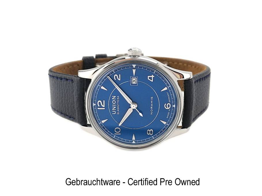 Noramis Datum Automatik Edelstahl 40mm blaues Zifferblatt blaues Lederband D016.407.16.047.00 Full Set mit Garantie Occasion Neu