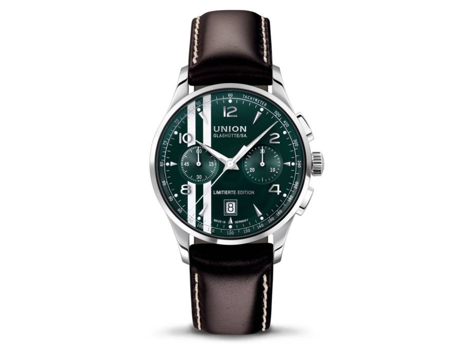       Noramis Chronograph Sachsen Classic 2017 Limited Edition Automatik Edelstahl 42mm grünes Zifferblatt braunes Lederband