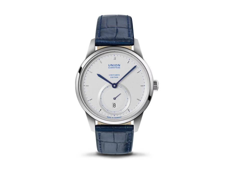 1893 Jubiläumsedition Kleine Sekunde 175 Jahre Limited Edition Automatik Edelstahl 41mm weißes Zifferblatt blaues Lederband 