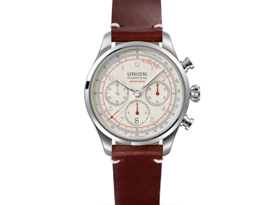        Belisar Chronograph Sachsen Classic 2018 Limited Edition Automatik Edelstahl 44mm beiges Zifferblatt braunes Lederband