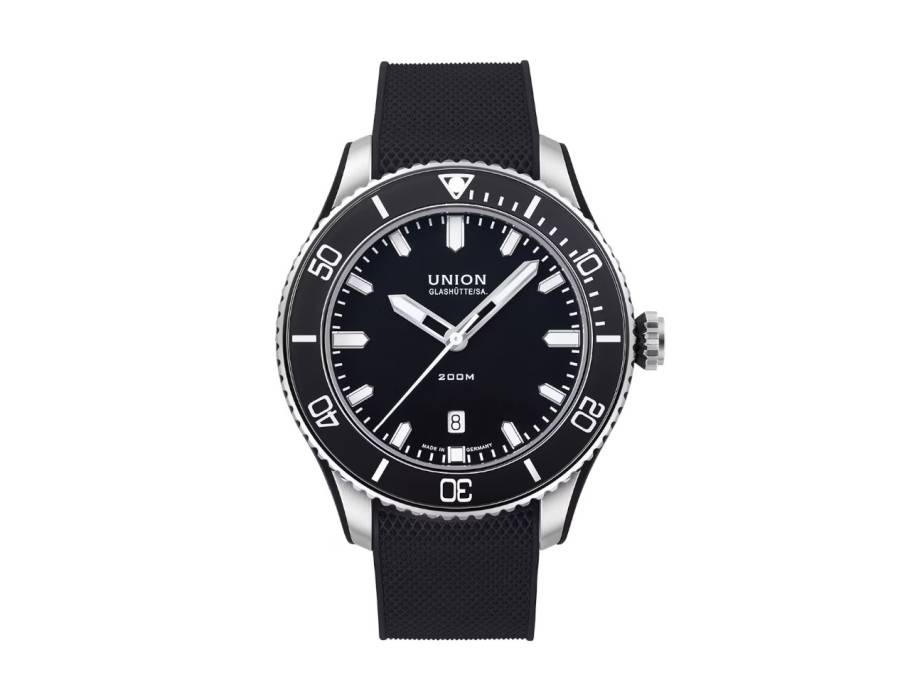            Belisar  Datum Sport Automatik Edelstahl 45mm schwarzes Zifferblatt schwarzes Kautschukband