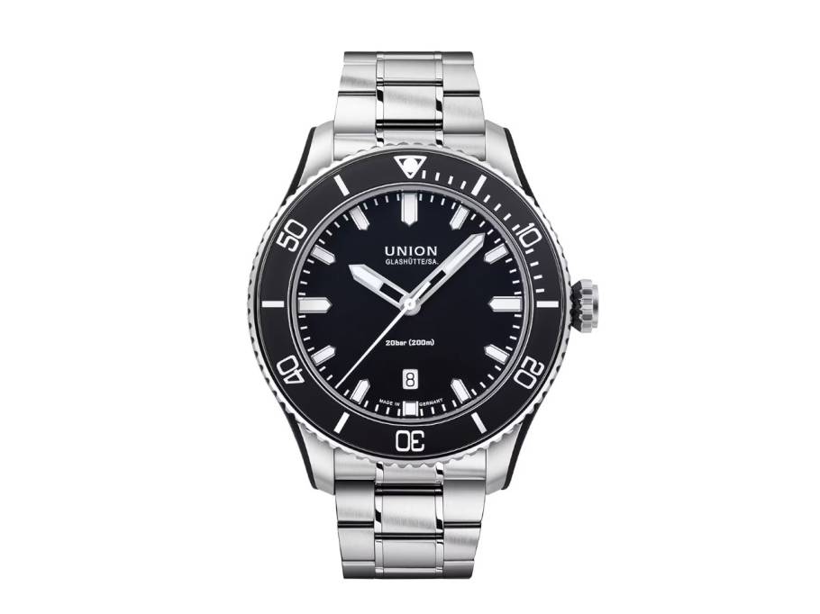 Belisar Datum Sport Automatik Edelstahl 45mm schwarzes Zifferblatt Metallband