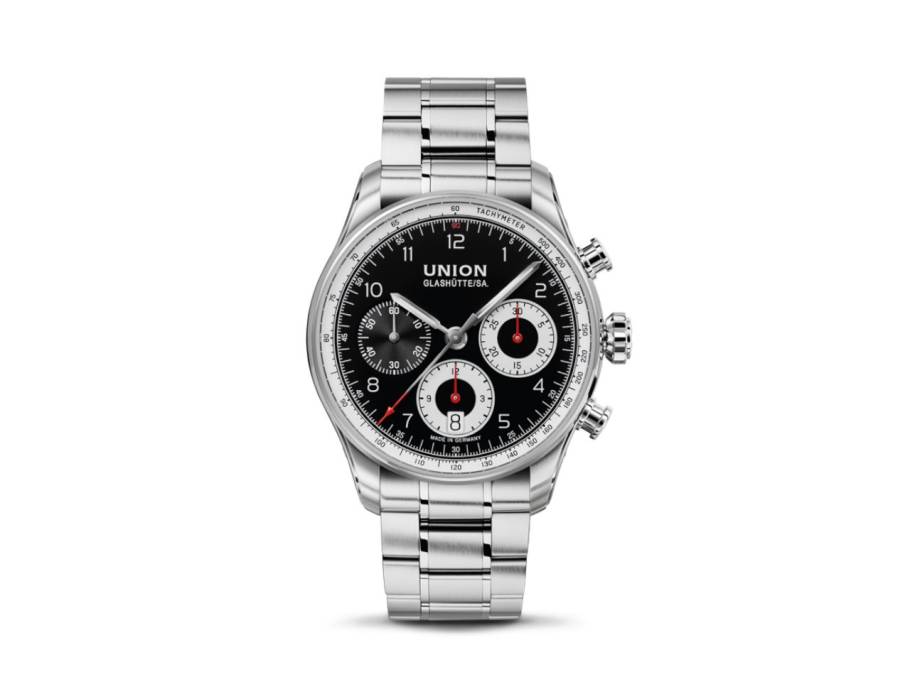 Belisar Chronograph Automatik Edelstahl 40mm schwarzes Zifferblatt Metallband
