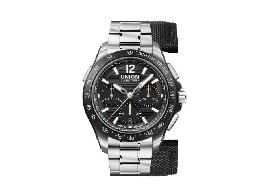              Belisar Chronograph Sport Automatik Edelstahl Schwarz-DLC 43mm schwarzes Zifferblatt Metallband