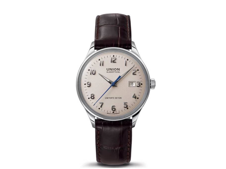 Noramis Datum Deutschland Klassik 2019 Limitierte Edition Automatik Edelstahl 40mm beiges Zifferblatt braunes Lederband