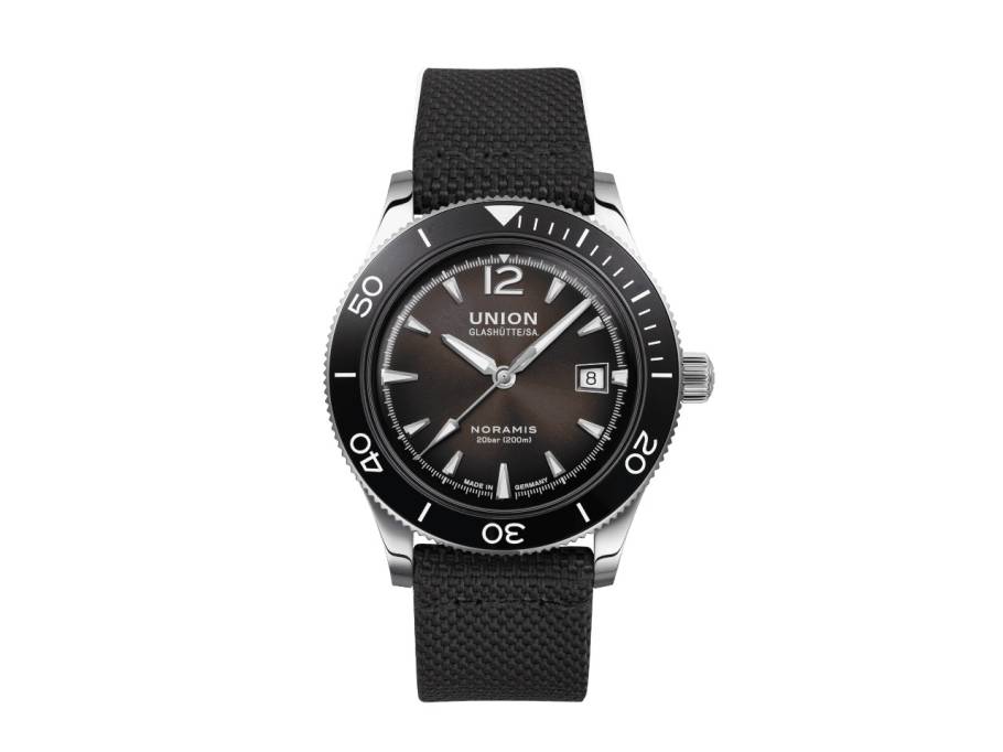 Noramis Datum Sport Automatik Edelstahl 42mm schwarzes Zifferblatt schwarzes Textilband
