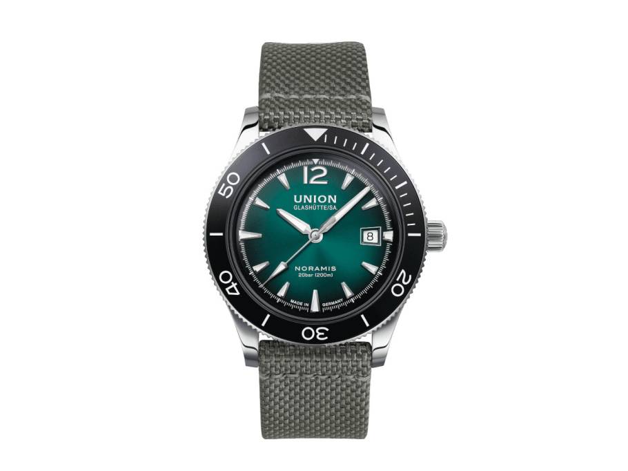 Noramis Datum Sport Automatik Edelstahl 42mm grünes Zifferblatt grünes Textilband