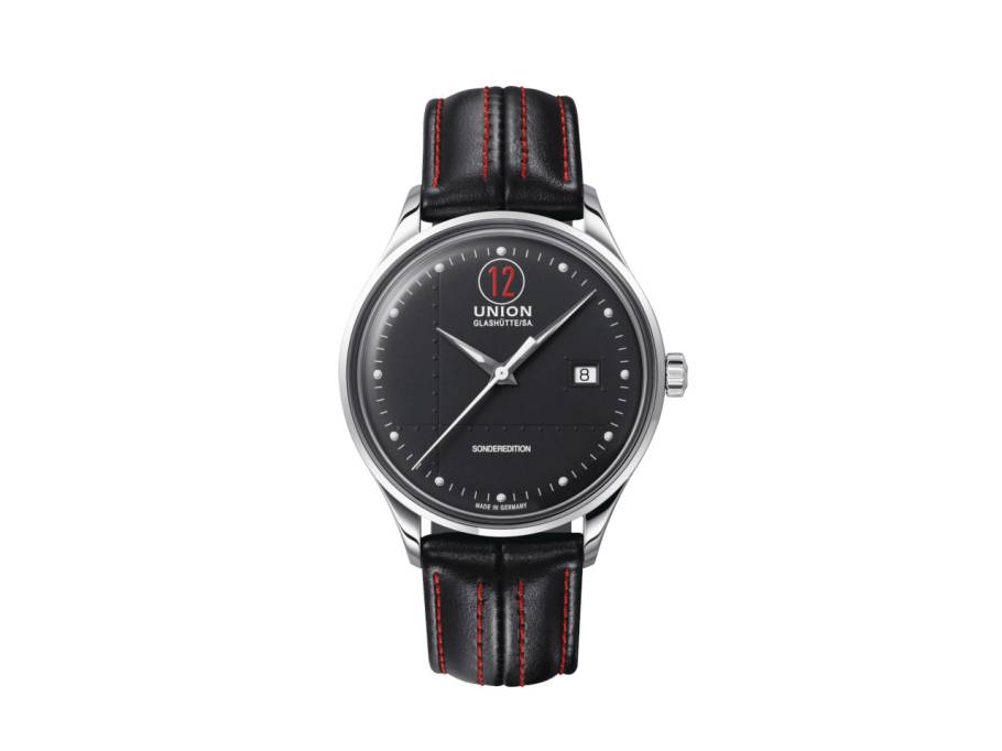 Noramis Datum Paul Pietsch Sonderedition Automatik Edelstahl 40mm schwarzes Zifferblatt schwarzes Lederband