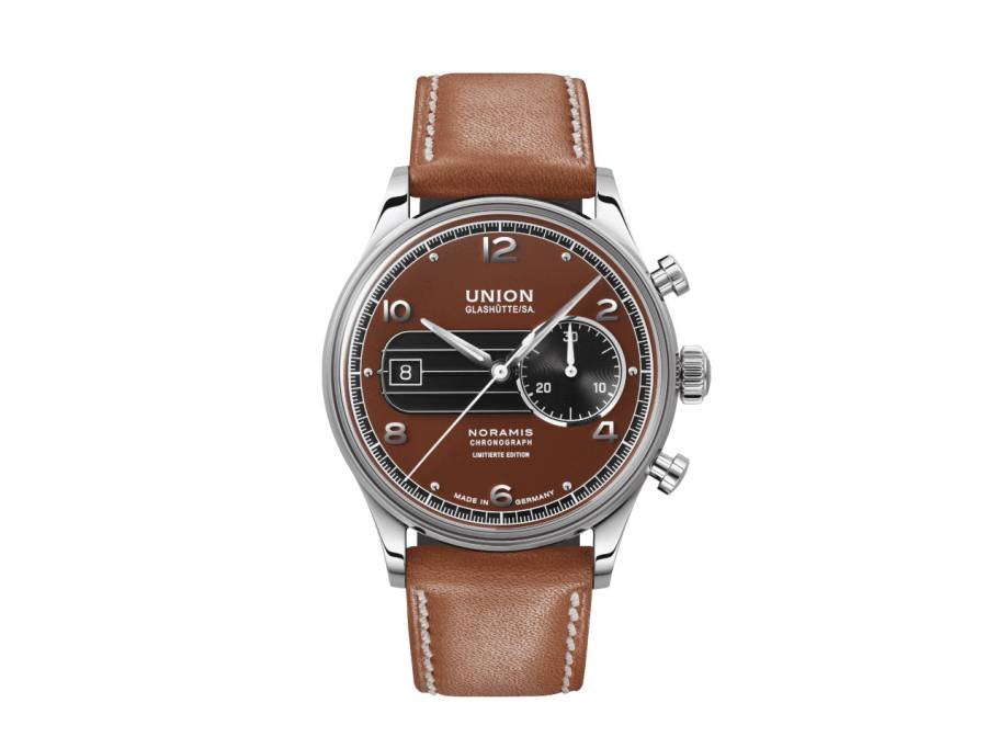             Noramis Chronograph Sachsen Classic 2023 Limited Edition Automatik Edelstahl 42mm braunes Zifferblatt braunes Lederband