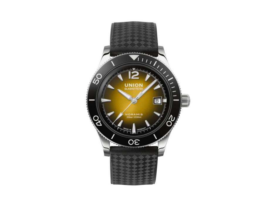 Noramis Datum Sport Automatik Edelstahl 42mm gelb-schwarzes Zifferblatt schwarzes Textilband