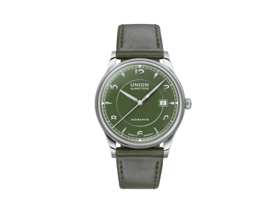  Noramis Datum Automatik Edelstahl 40mm grünes Zifferblatt grünes Lederband