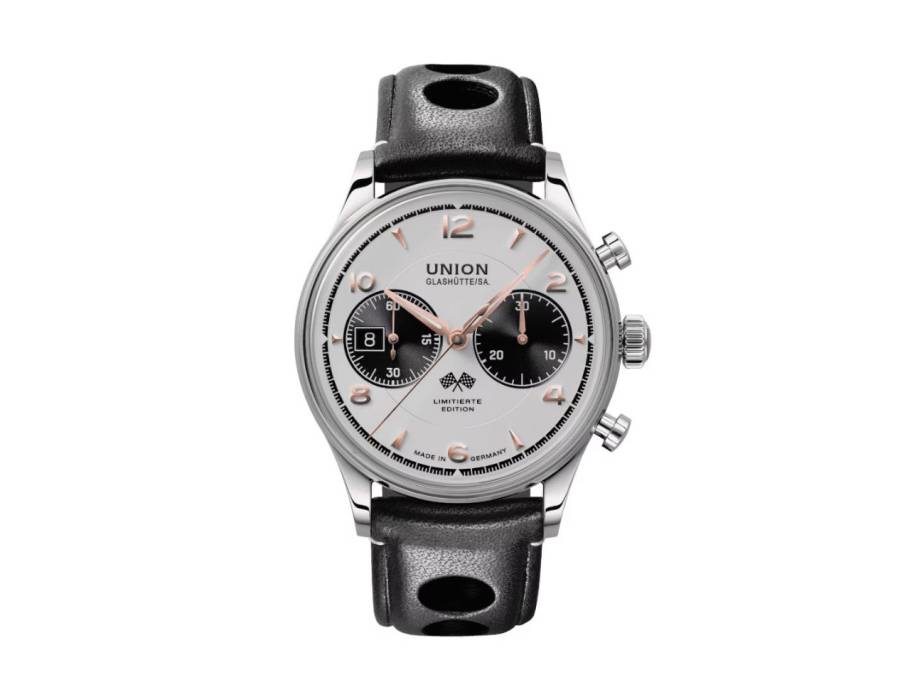Noramis Chronograph Gaisbergrennen 2023 Limitierte Edition Automatik Edelstahl 42mm silberfarbenes Zifferblatt schwarzes Lederband