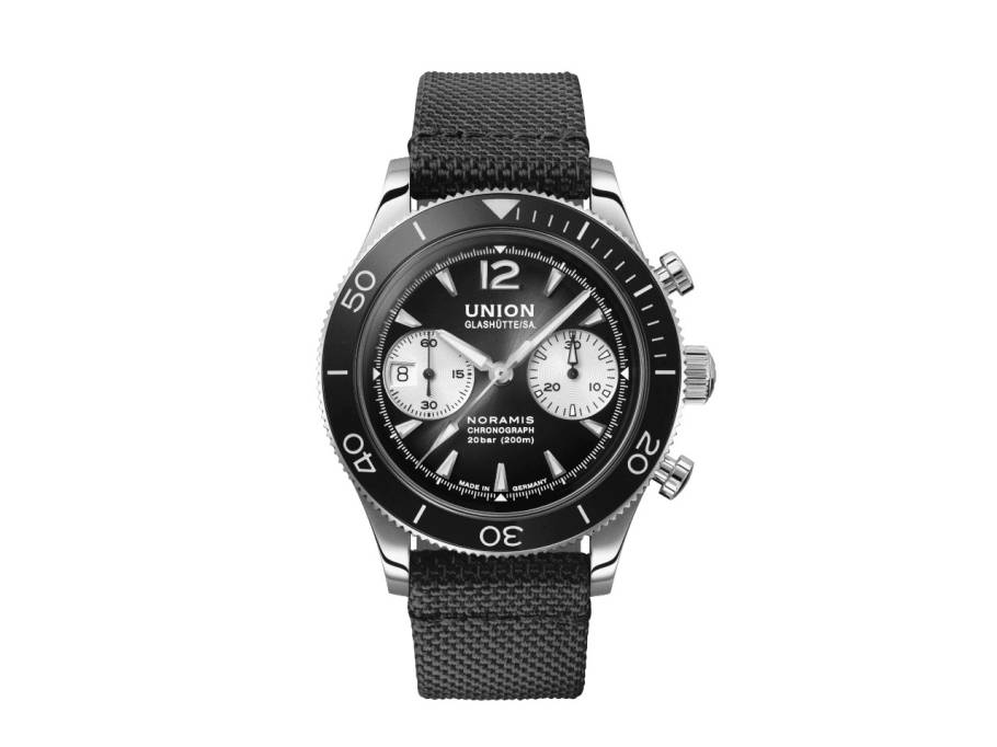 Noramis Chronograph Sport Automatik Edelstahl 43mm graues Zifferblatt schwarzes Textilband
