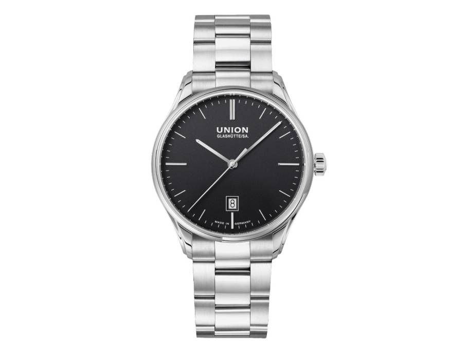Viro Datum Automatik Edelstahl 41mm schwarzes Zifferblatt Metallband