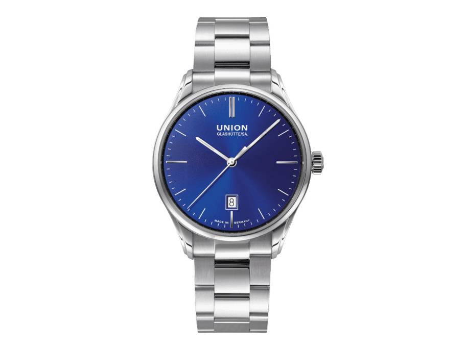 Viro Datum Automatik Edelstahl 41mm blaues Zifferblatt Metallband