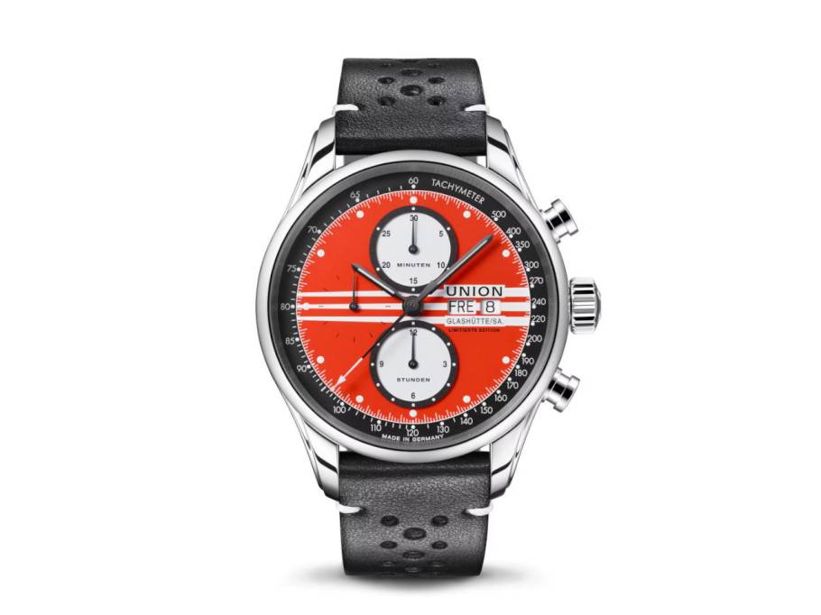 Viro Chronograph Silvretta Classic 2023 Limited Edition rot-schwarzes Zifferblatt schwarzes Lederband