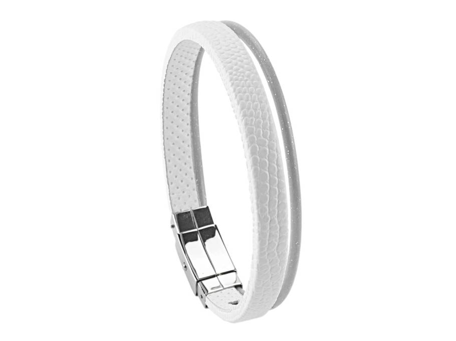  Armband Urban White Kalbsleder geprägt hellgrau
