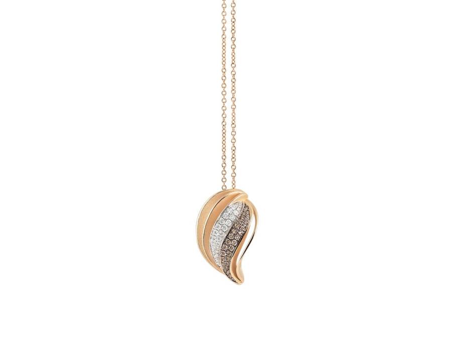Velaa Color Kette mit Anhänger Orange Apricot Gold 45cm mit Brillanten 0,210ct