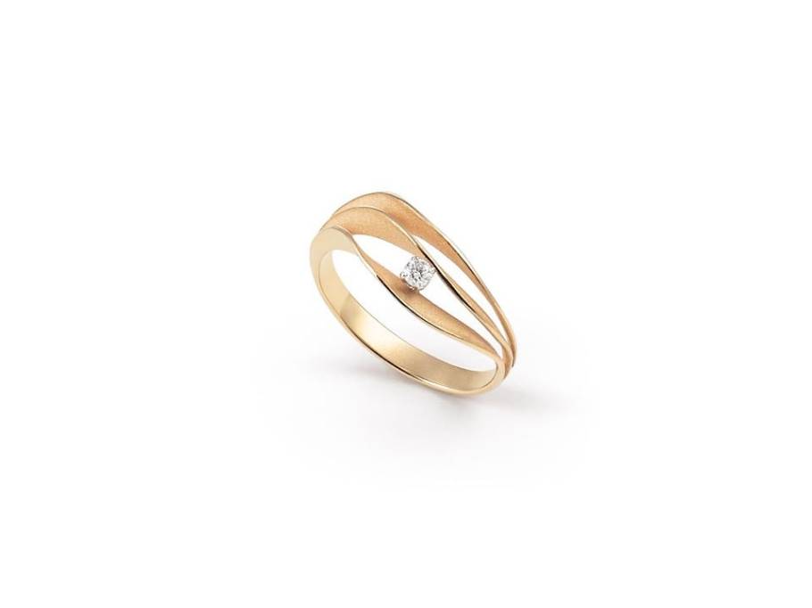 Velaa Star Ring Orange Apricot Gold 3reihig mit Brillant 0,050ct