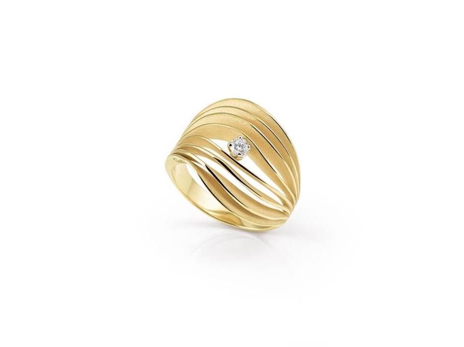 Velaa Star Ring Yellow Sunrise Gold 8reihig mit Brillant 0,080ct
