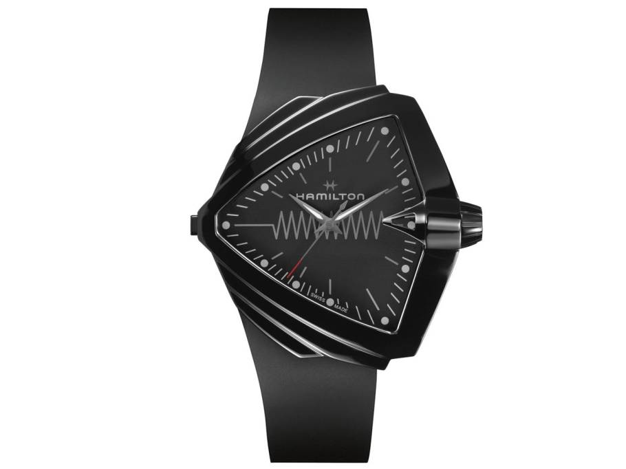 Ventura XXL Bright Quarz Edelstahl schwarz beschichtet schwarz Kautschukband schwarz
