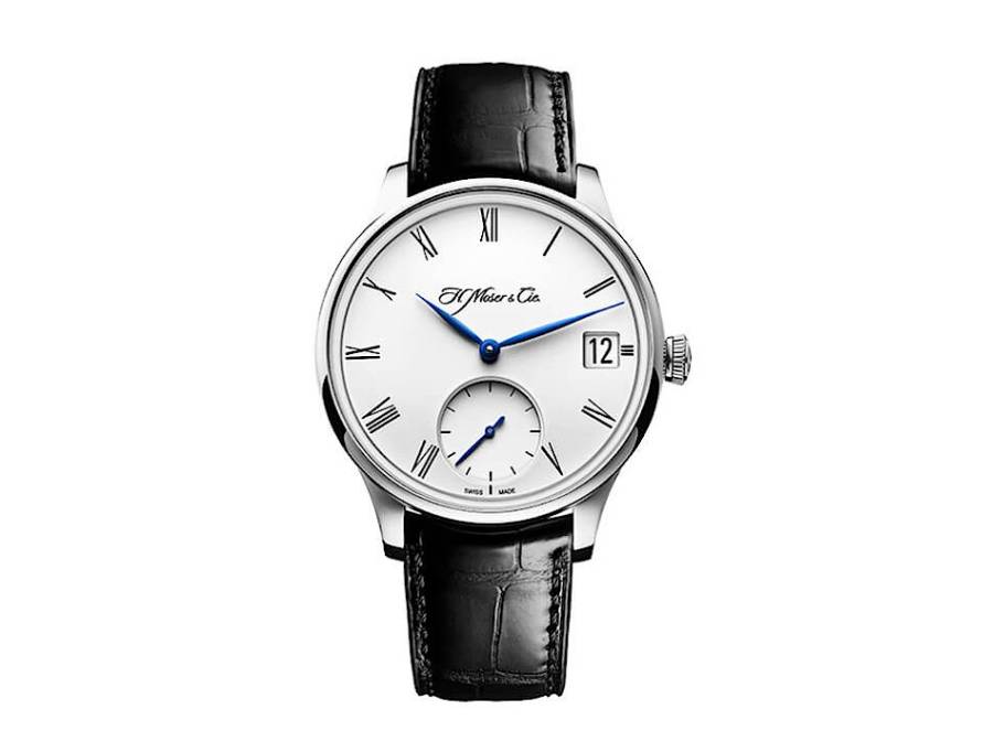 Venturer Big Date Handaufzug Weißgold 41,5mm weißes Zifferblatt schwarzes Lederband
