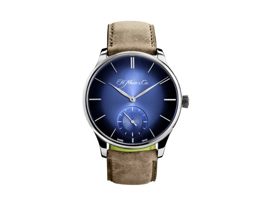 Venturer Small Seconds XL Funky Blue Handaufzug Weißgold 43mm blaues Zifferblatt braunes Lederband