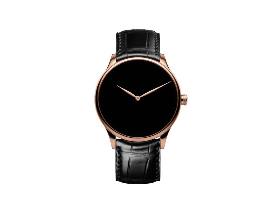 Venturer Concept Vantablack Handaufzug Rotgold 39mm schwarzes Zifferblatt schwarzes Lederband 