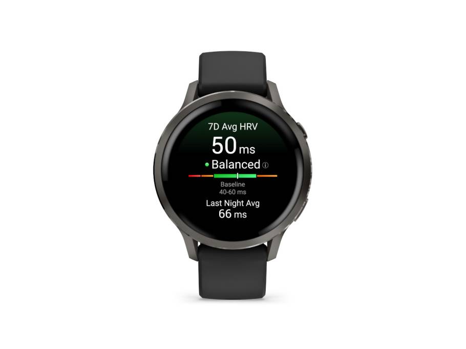   Venu 4 Quarz Edelstahl und Polymer Schiefergrau 41mm digitales Zifferblatt schwarzes Silikonband