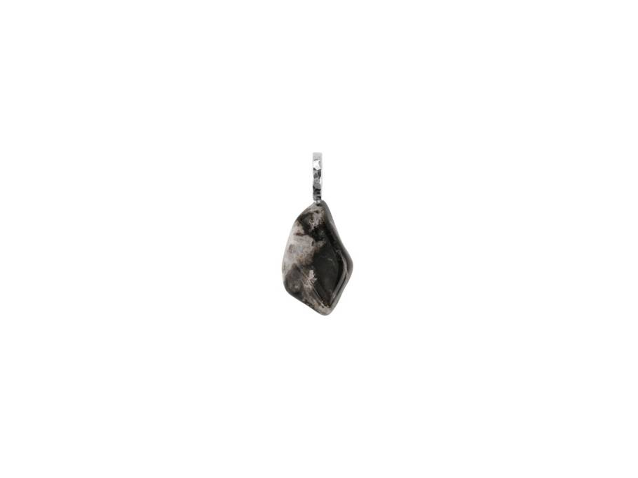 Baumscheibe Anhänger Silber 30mm mit versteinertem Holz getrommelt