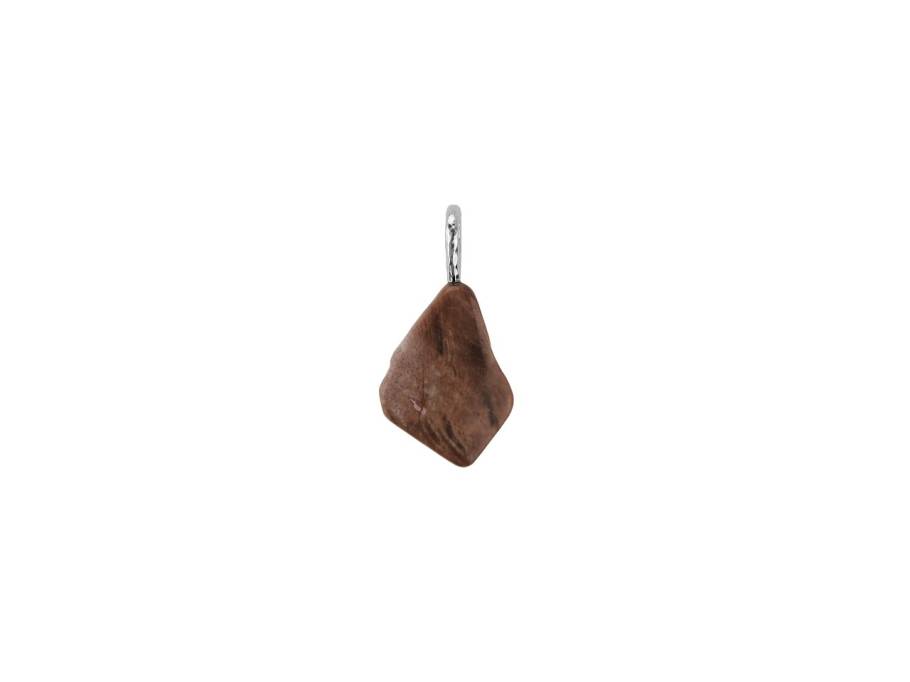 Baumscheibe Anhänger Silber 40mm mit versteinertem Holz getrommelt