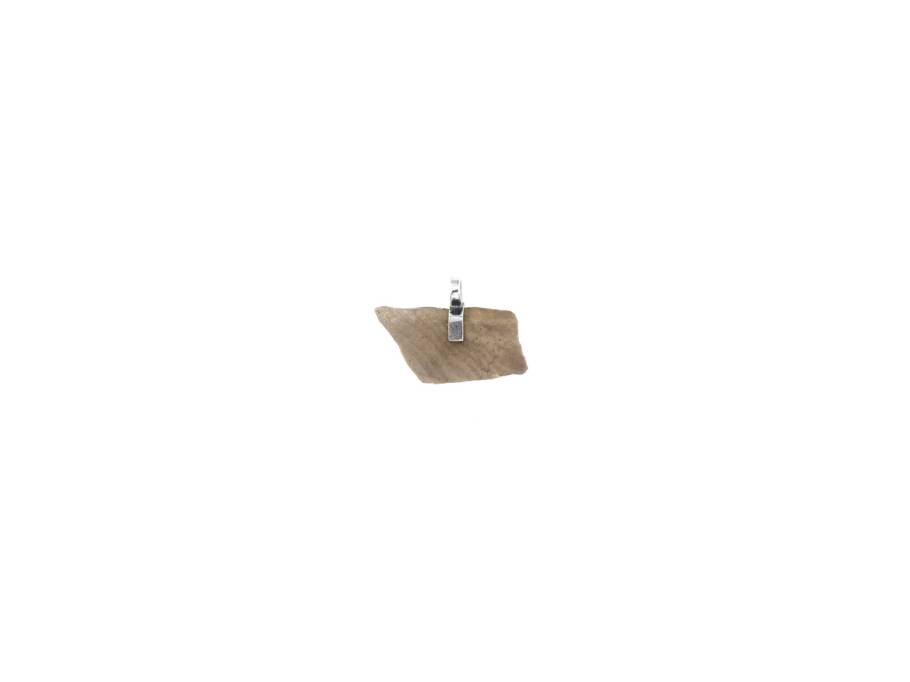 Baumscheibe Anhänger Silber 19x27mm mit versteinertem Holz