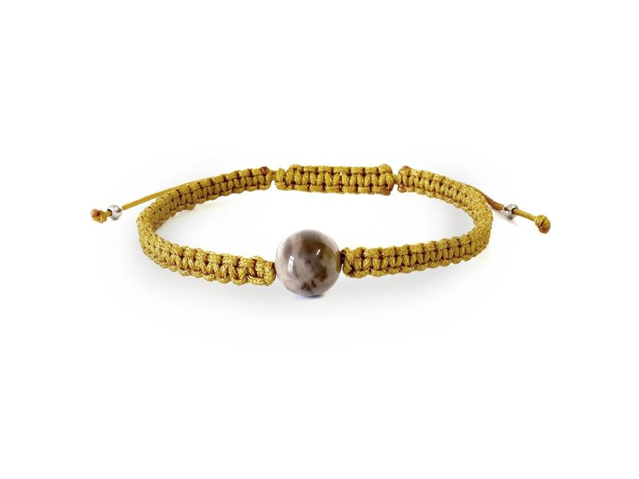 Armband Makramee mit Kugel gelb