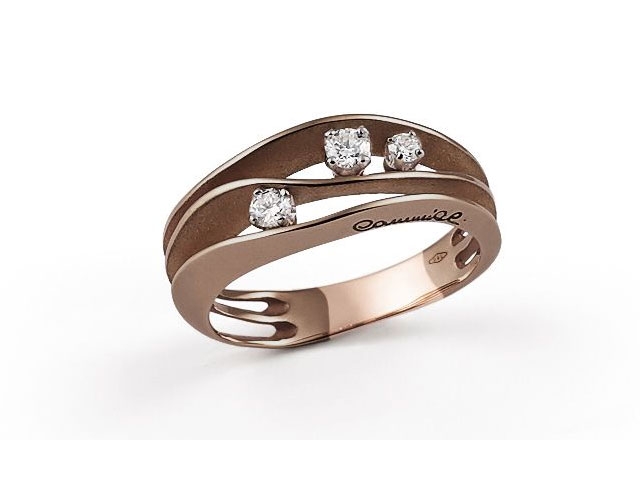 Dunes Ring Brown Chocolate Gold 3reihig mit Brillanten 0,190ct