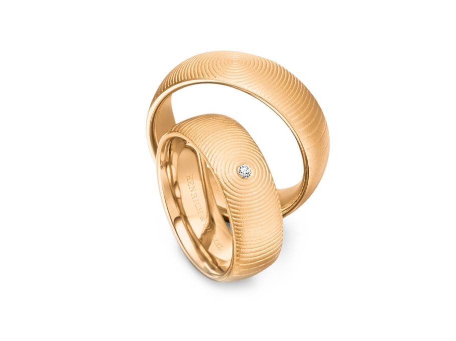 Zen Trauringpaar Roségold gewölbt mit Brillant 0,025ct